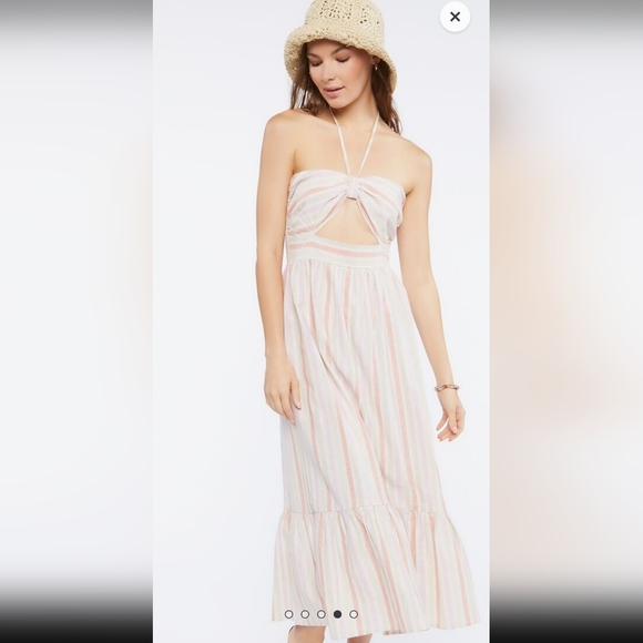 Forever 21 White Linen Feel pink maxi dress - Picture 3 of 5